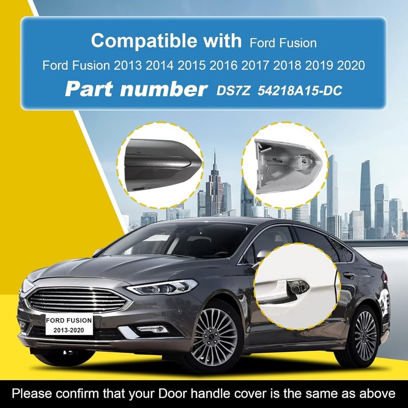 Goholy Car Exterior Door Handle Key Hole Trim Cover CapCompatible With Ford Fusion 2013 2014 2015 2016 2017 2018 2019 2020 DS7Z 54218A15-DC Door Handle Accessories Lock Cap Silver Without Electroplating - Image 2